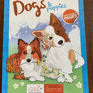 Dogs and Puppies Adult Kids Coloring Activity Book